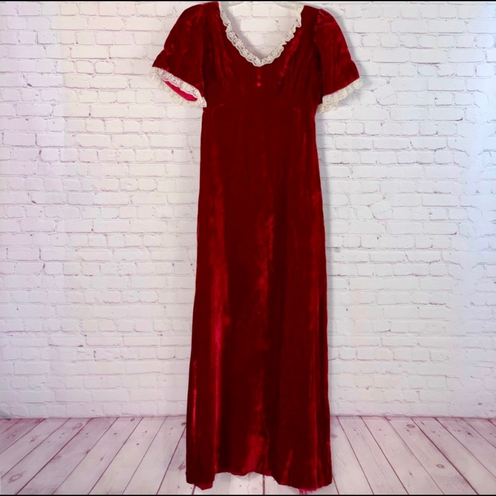 Vintage 50 60s Long Maxi Velvet Dress Size S/M